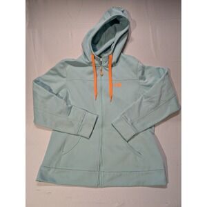 North Face Womens XL Light Blue Zip Up Hoodie Jacket Orange Accents